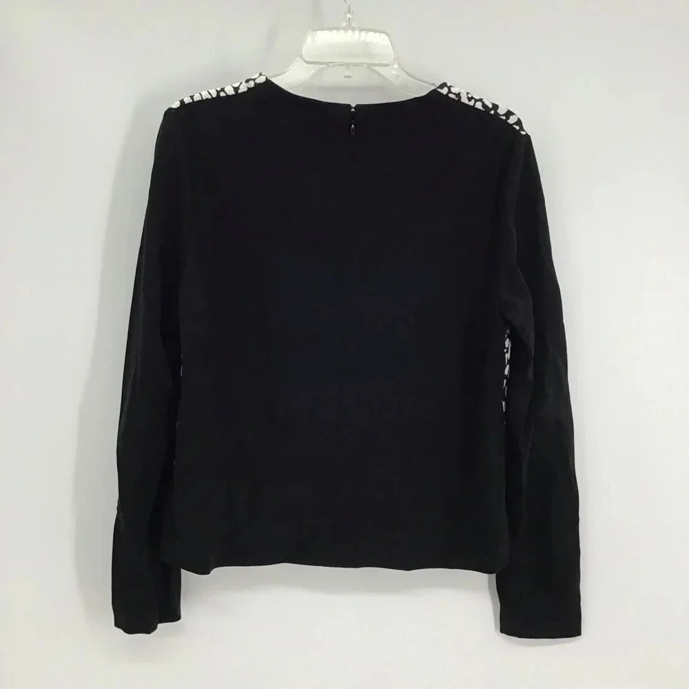 Kate Spade NY Leopard Jacquard Panel Top Career Black/White Size Medium
